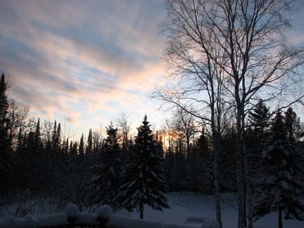 Yard winter sunset